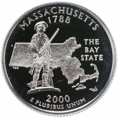 купить США 25 центов (квотер, 1/4 доллара, quarter dollar) 2000 S Квотер штата Массачусетс знак монетного двора: "S" - Сан-Франциско