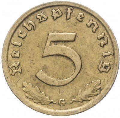 купить Фашистская Германия (Третий Рейх) 5 рейх пфеннигов 1938 "G"