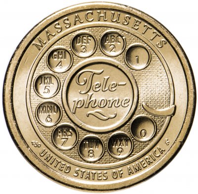 купить США 1 доллар (dollar) 2020 P "Американские инновации - Первый дисковой номеронабиратель, телефон (Массачусетс)"
