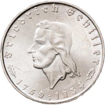 купить Германия, Третий рейх 2 рейхсмарки (reichsmark) 1934 "175 лет со дня рождения Фридриха Шиллера"