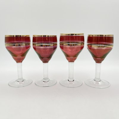 купить Набор из 4 рюмок, стекло, золочение, Чехословакия, 1960-1980 гг.