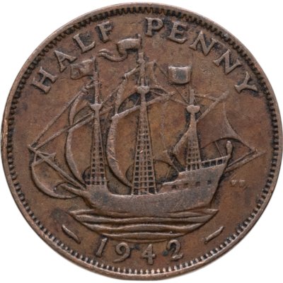 купить Великобритания 1/2 пенни (penny) 1942
