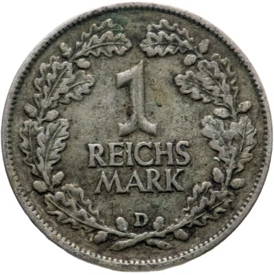 купить Германия 1 рейхсмарка (reichsmark) "D" 1925