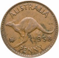 купить Австралия 1 пенни (penny) 1958 Без точки после "PENNY" - Монетный двор Мельбурна
