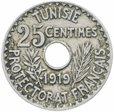 купить Тунис 25 сантимов (centimes) 1919