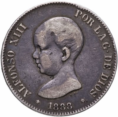 купить Испания 5 песет (pesetas) 1888