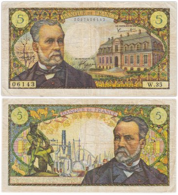 купить Франция 5 франков 1966 (Louis Pasteur, Луи Пастер) Pick 146