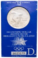 Купить США 1 доллар (dollar) 1983 D "XXIII летние Олимпийские Игры - Дискобол" в буклете