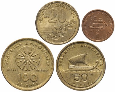 купить Греция набор монет 1986-1998 (4 штуки)