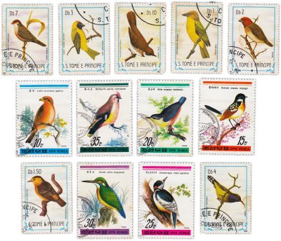 купить КНДР (Севеная Корея) и Сан-Томе и Принсипи Набор из 13 марок "Птицы"