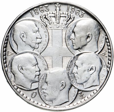 купить Греция 30 драхм 1963 "100-летие правления династии Глюксбургов в Греции"