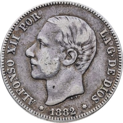 купить Испания 2 песеты (pesetas) 1882