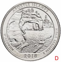 Купить США 1/4 доллара (25 центов, квотер) 2018 D —"Национальные парки - острова Апостол" (42-й парк)