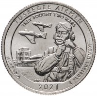 Купить США 1/4 доллара (25 центов, квотер) 2021 D "Национальное историческое место — "Пилоты из Таскиги", 56-й парк
