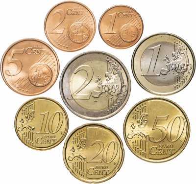 купить Португалия полный набор монет евро для обращения 2009 (8 штук, UNC, 2 евро - юбилейная)