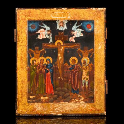 купить Икона "Распятие Господне" ("Распятие Христово"), дерево, темпера, Российская империя, 1850-1900 гг.