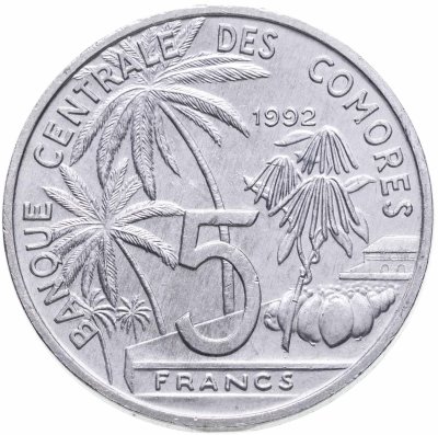 купить Коморские острова 5 франков (francs) 1992