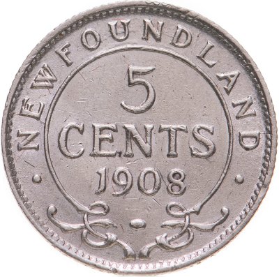 купить Ньюфаундленд 5 центов (cents) 1908