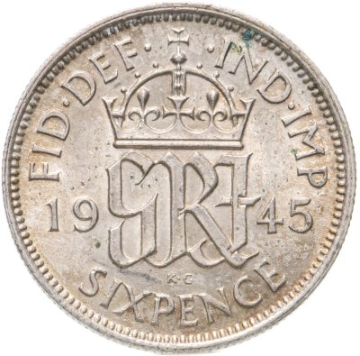 купить Великобритания 6 пенсов (pence) 1945