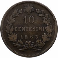 Купить Италия 10 чентезимо 1863