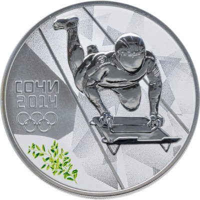 купить 3 рубля 2014 СПМД Proof "XXII Зимняя Олимпиада в Сочи - Скелетон (виды спорта)"