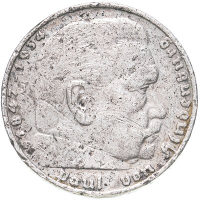 купить Германия Третий рейх 5 рейхсмарок (reichsmark) 1939 Гинденбург