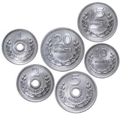 купить Монголия Набор 1, 2, 5, 10, 15 и 20 мунгу 1959 (6 монет) штемпельный блеск