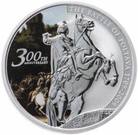 Купить Тувалу 1 доллар 2009 "Полтавская битва" в футляре, с сертификатом