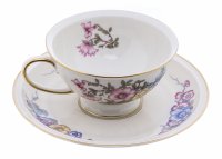 купить Пара чайная с цветочным декором, фарфор, деколь, мануфактура "Rosenthal", Германия, 1922 г.
