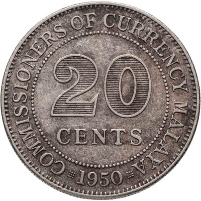 купить Малайя 20 центов (cents) 1950