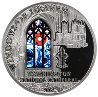Купить Острова Кука 10 долларов 2014 Proof "Небесные витражи - Национальный собор в Вашингтоне с лунным метеоритом", в футляре, с сертификатом