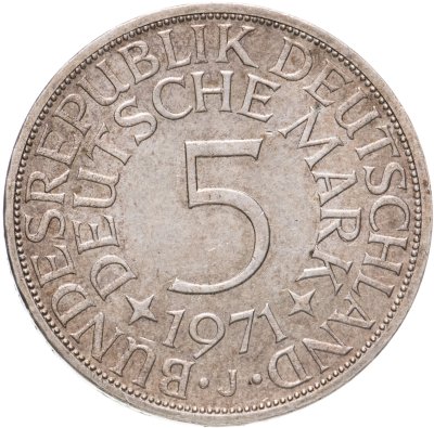 купить Германия 5 марок 1971 J знак монетного двора: "J" - Гамбург