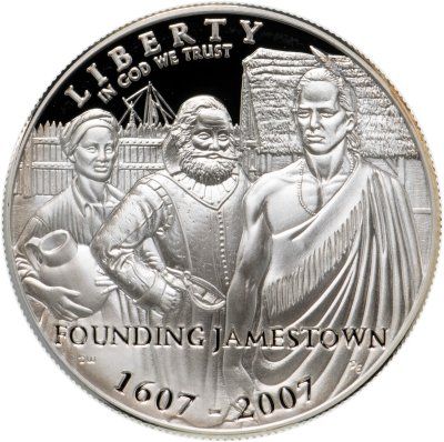 купить США 1 dollar (доллар) 2007 "400th Anniversary Jamestown (400 лет со дня основания Джеймстауна)" в футляре с сертификатом