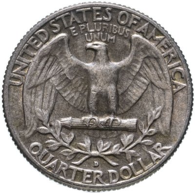 купить США 25 центов (квотер, 1/4 доллара, quarter dollar) 1964 D "Washington Quarter (Вашингтон)"