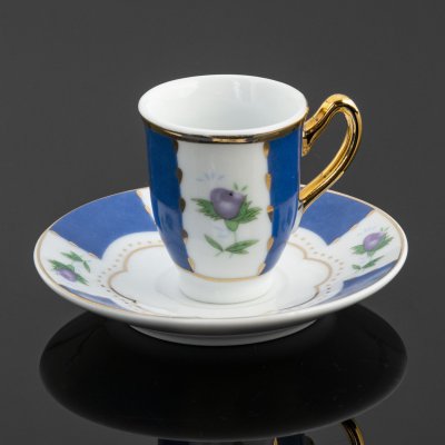 купить Миниатюра чайная пара, мануфактура "Decoration d'Artiste", фарфор, деколь, золочение, Decoration d'Artiste, Франция, 1990-2010 гг.
