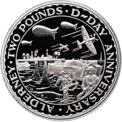 купить Олдерни 2 фунта (pounds) 1994 "50 лет высадке в Нормандии"