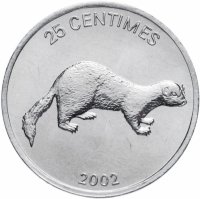 купить Конго 25 сантимов 2002 "Животные - Ласка"