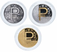 Купить Россия 2013 набор из 3х жетонов из серебра "Графическое изображение знака рубля" в футляре
