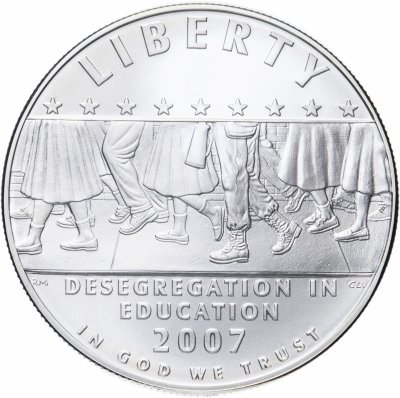 купить США 1 доллар (dollar) 2007 "Десегрегация в образовании - школа в Литл-Рок" в футляре с сертификатом