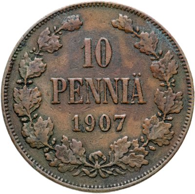 купить 10 пенни (pennia) 1907, монета для Финляндии