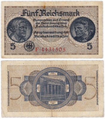 купить Германия, Третий рейх 5 рейхсмарок (reichsmark) 1939-1945 "Немецкие оккупационные территории"