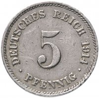 Купить Германия (Германская империя) 5 пфеннигов (pfennig) 1890-1914