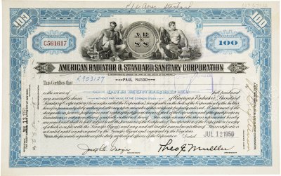 купить Акция США American Radiator & Standard Sanitary Corporation 1948- 1950 гг.