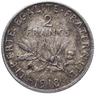 купить Франция 2 франка (francs) 1918