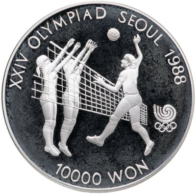 купить Южная Корея 10000 вон (won) 1987 "XXIV летние Олимпийские Игры, Сеул 1988 - Воллейбол"