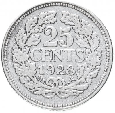 купить Нидерланды 25 центов (cents) 1928