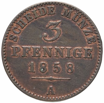 купить Германия, Шварцбург-Зондерхаузен 3 пфеннига 1858