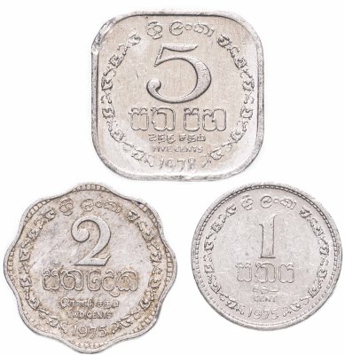 купить Шри-Ланка набор 1,2,5 центов 1975-1978