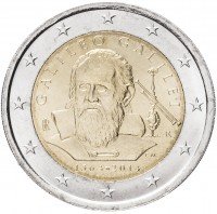 Купить Италия 2 евро 2014 "450 лет со дня рождения Галилео Галилея"