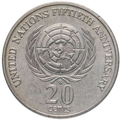 купить Австралия 20 центов (cents) 1995 "50 лет ООН"